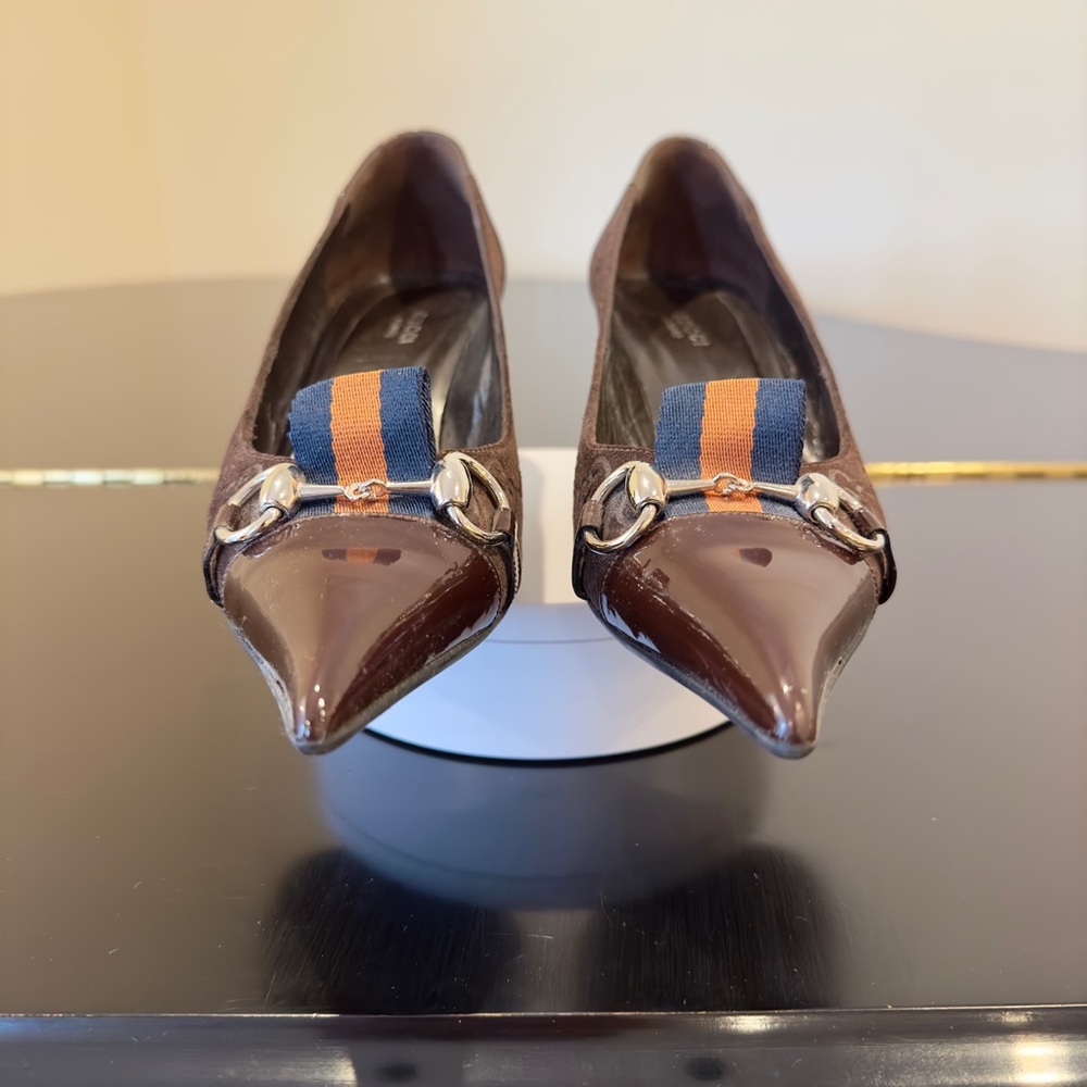 Gucci Authentic Vintage Retro Rare Luxury Patent Suede GG monogram Pumps/Shoes - Picture 5 of 17